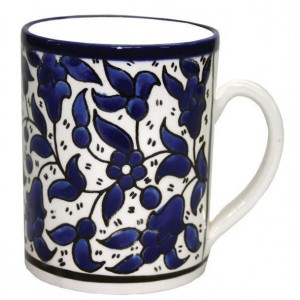 Armenian Ceramic Mug with Anemones Flower Motif in Blue Decoración para el Hogar 